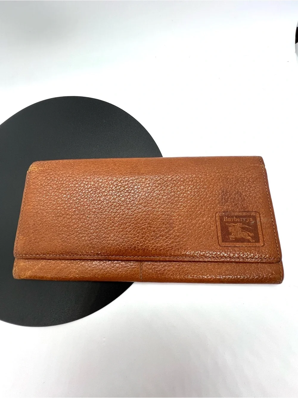 Vintage Burberrys Brown Leather Continental Long Wallet Nova Check England
